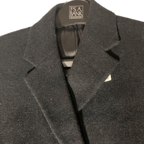 Jos A Bank Dark Grey Merino Wool Mans Executive Over Top Coat Dress 40reg - Picture 6 of 12